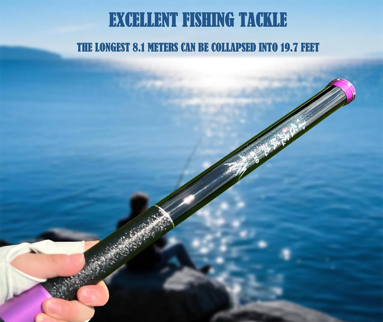 Carbon Fiber Telescopic Fishing Rod 26.6FT Portable Ultralight Fly Rod Tenkara Rods Collapsible Bass Crappie Full Kit Pocket Fishing Pole Bamboo Fishing Pole
