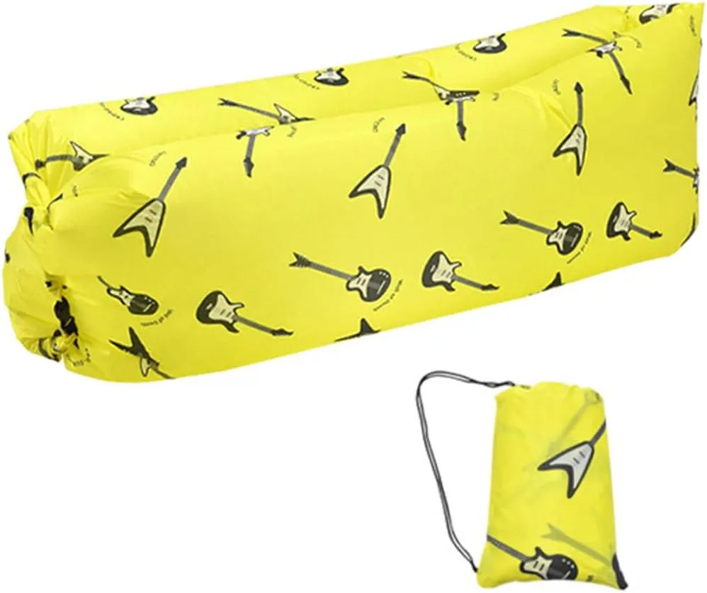 CCDXD Air Sofa, Inflatable Lounger Inflatable Couch for Travelling, Outdoor, Camping, Hiking, Beach Parties, Picnic, Backyard, Lakeside, air Hammock (Yellow Guitar)