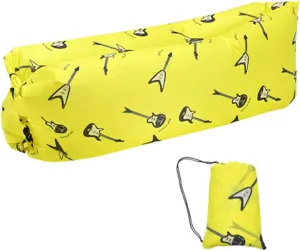 CCDXD Air Sofa, Inflatable Lounger Inflatable Couch for Travelling, Outdoor, Camping, Hiking, Beach Parties, Picnic, Backyard, Lakeside, air Hammock (Yellow Guitar)