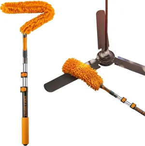 Ceiling Fan Blade Duster Cleaner with 1.5-5 ft Extension Pole // Flexible Fan Cleaner for Ceiling Fan Duster // Microfiber Ceiling Fan Brush Cleaner with Pole // Best Ceiling Fan Cleaning Tool