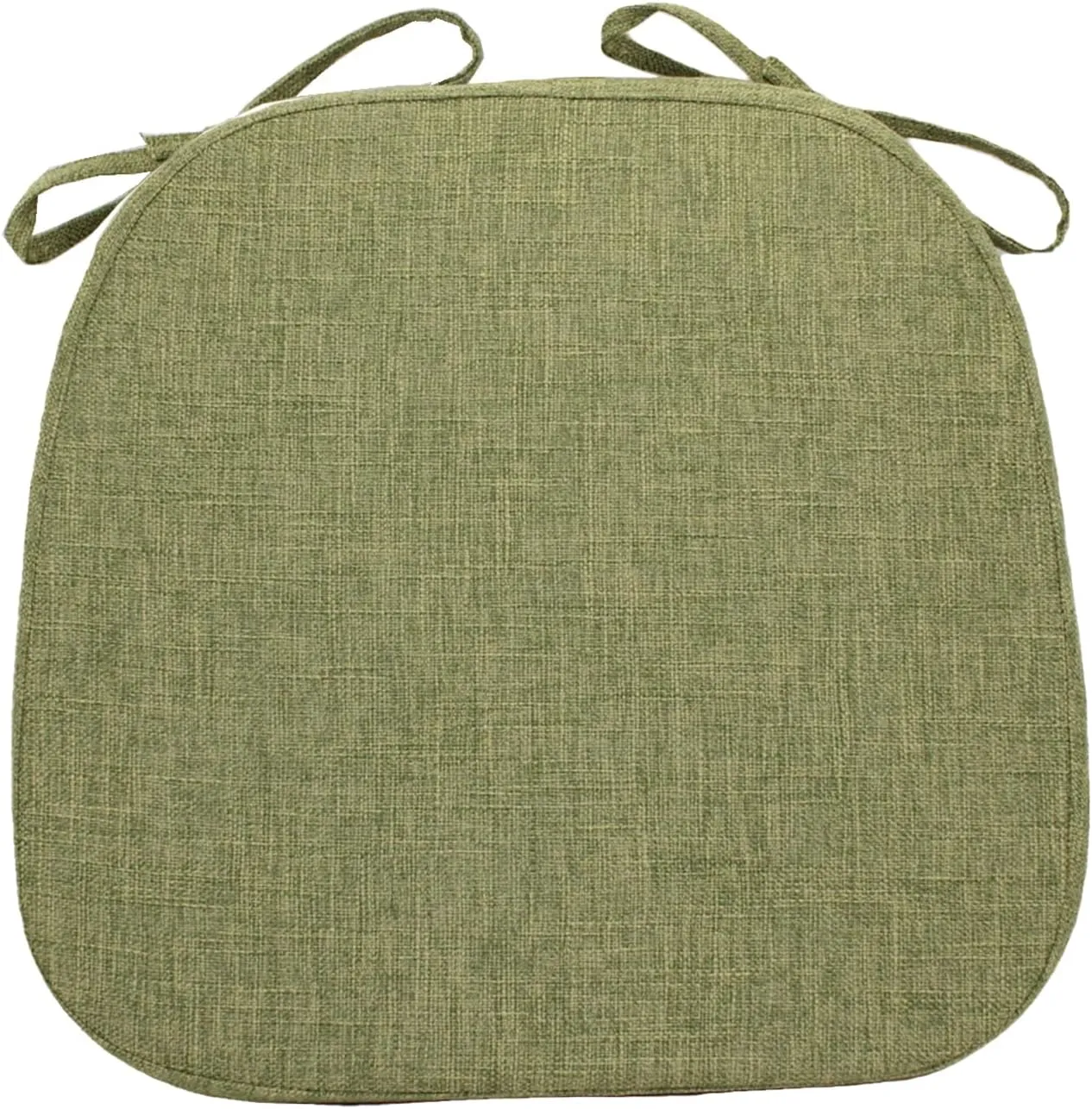 Chair Pads with Ties for Dining Chairs - Indoor Kitchen Room No Slip Seat Cushion Pad with Machine Washable Cover [14.5 X 15.5 X 2 Inches] - Green
