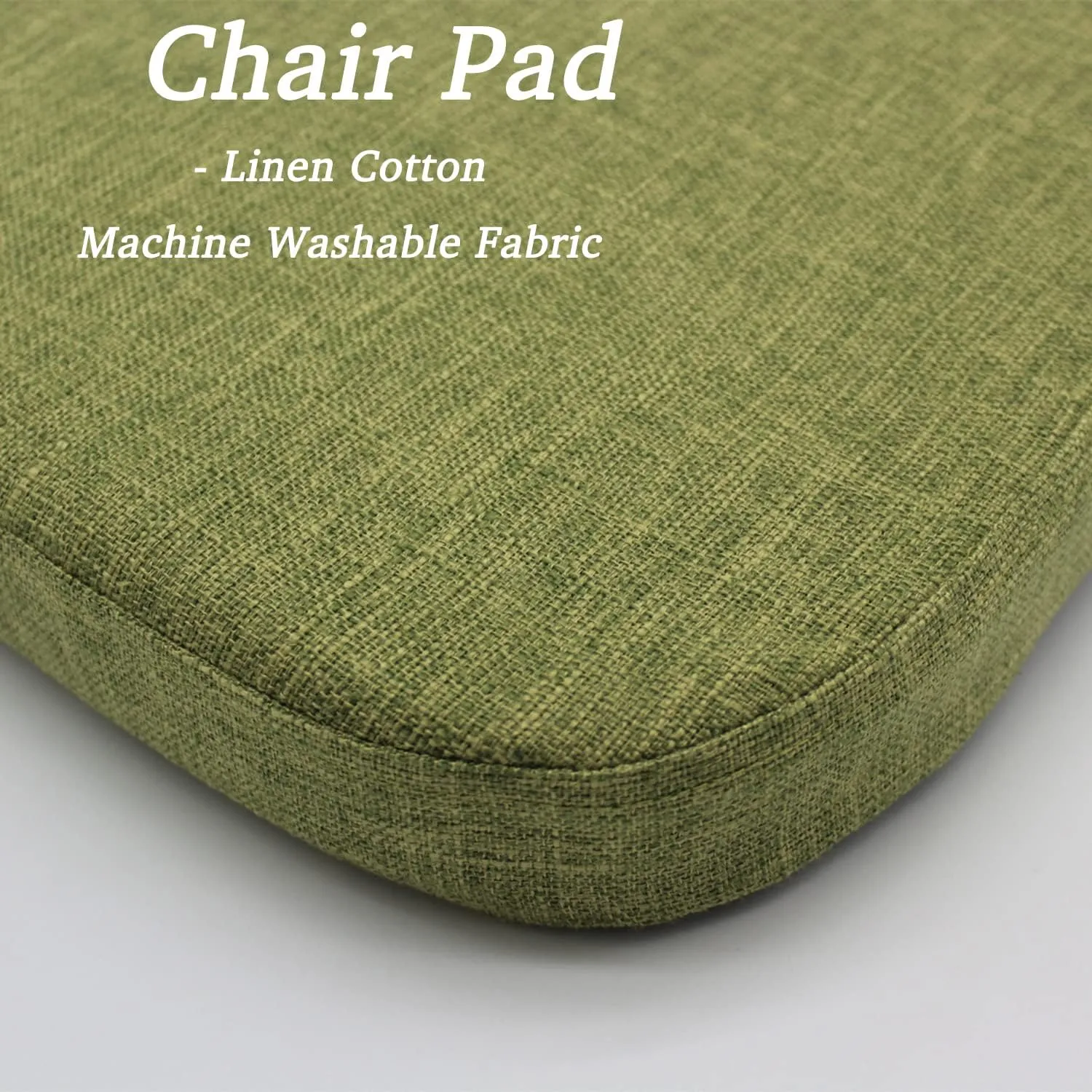 Chair Pads with Ties for Dining Chairs - Indoor Kitchen Room No Slip Seat Cushion Pad with Machine Washable Cover [14.5 X 15.5 X 2 Inches] - Green