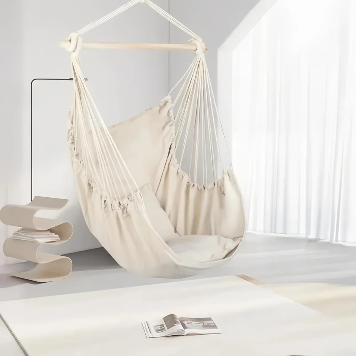 Chair Portable Camping Swing Hanging Hammocks, with 2 Cushions Pillows