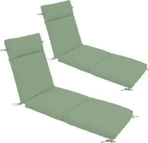 Chaise Lounge Cushion 72x21x3 Inch – Set of 2 Outdoor Lounge Chair Cushions, Lounger Pad Replacement with Fade-Resistant, Removable & Machine-Washable Covers, Ideal for Patio Chaise Chairs, Sage Green