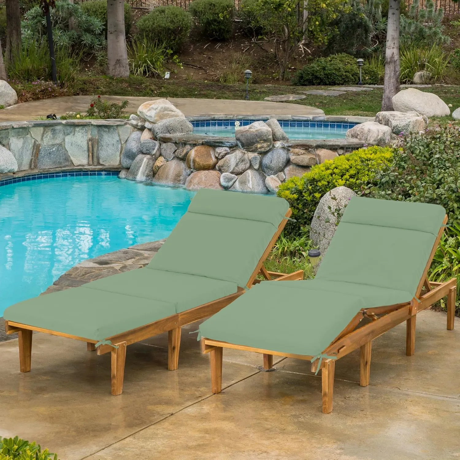 Chaise Lounge Cushion 72x21x3 Inch – Set of 2 Outdoor Lounge Chair Cushions, Lounger Pad Replacement with Fade-Resistant, Removable & Machine-Washable Covers, Ideal for Patio Chaise Chairs, Sage Green