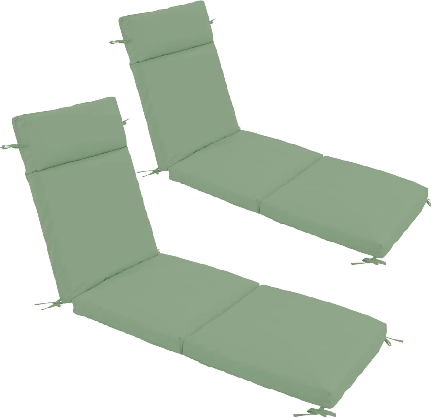 Chaise Lounge Cushion 72x21x3 Inch – Set of 2 Outdoor Lounge Chair Cushions, Lounger Pad Replacement with Fade-Resistant, Removable & Machine-Washable Covers, Ideal for Patio Chaise Chairs, Sage Green
