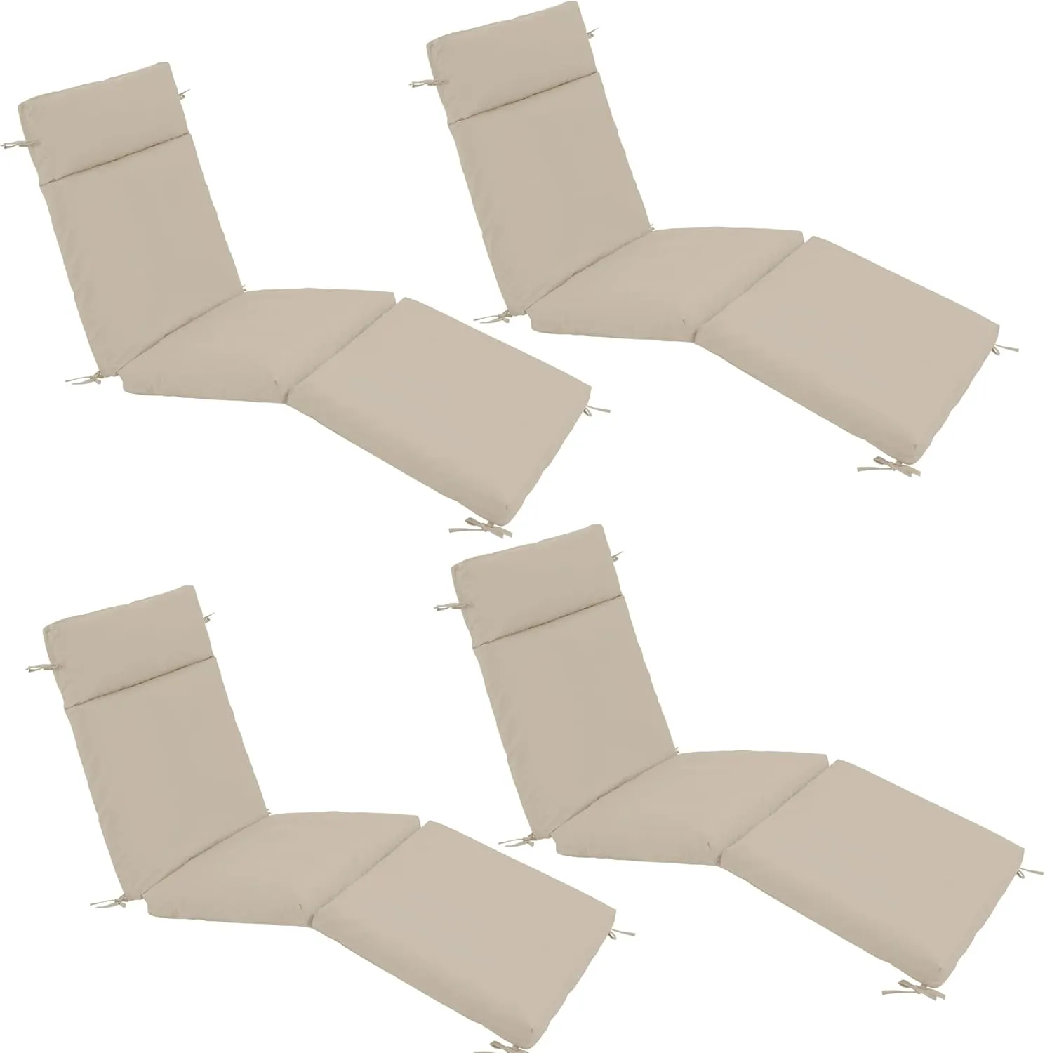 Chaise Lounge Cushion 72x21x3 Inch – Set of 4 Outdoor Lounge Chair Cushions, Lounger Pad Replacement with Fade-Resistant, Removable & Machine-Washable Covers, Ideal for Patio Chaise Chairs, Cream