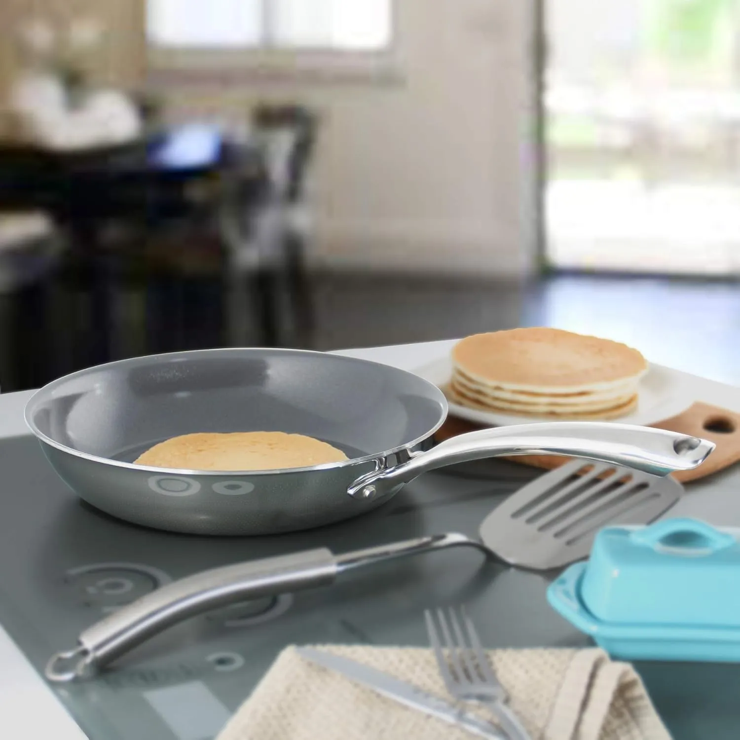 Chantal 3.Clad Tri-Ply Stainless Steel Cookware, 4 pc Brunch Set, Ceramic Non Stick