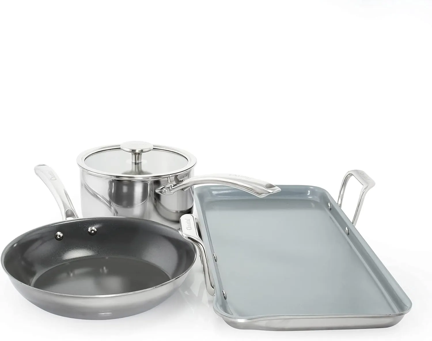 Chantal 3.Clad Tri-Ply Stainless Steel Cookware, 4 pc Brunch Set, Ceramic Non Stick