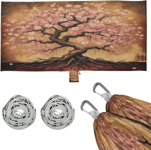 Cherry Blossom Fantasy Tree Camping Hammock, Single Portable Hammocks with Tree Straps & Attached Carry Bag, 330Lbs Capacity Perfect for Outside Indoor Hiking Beach Backpack Travel