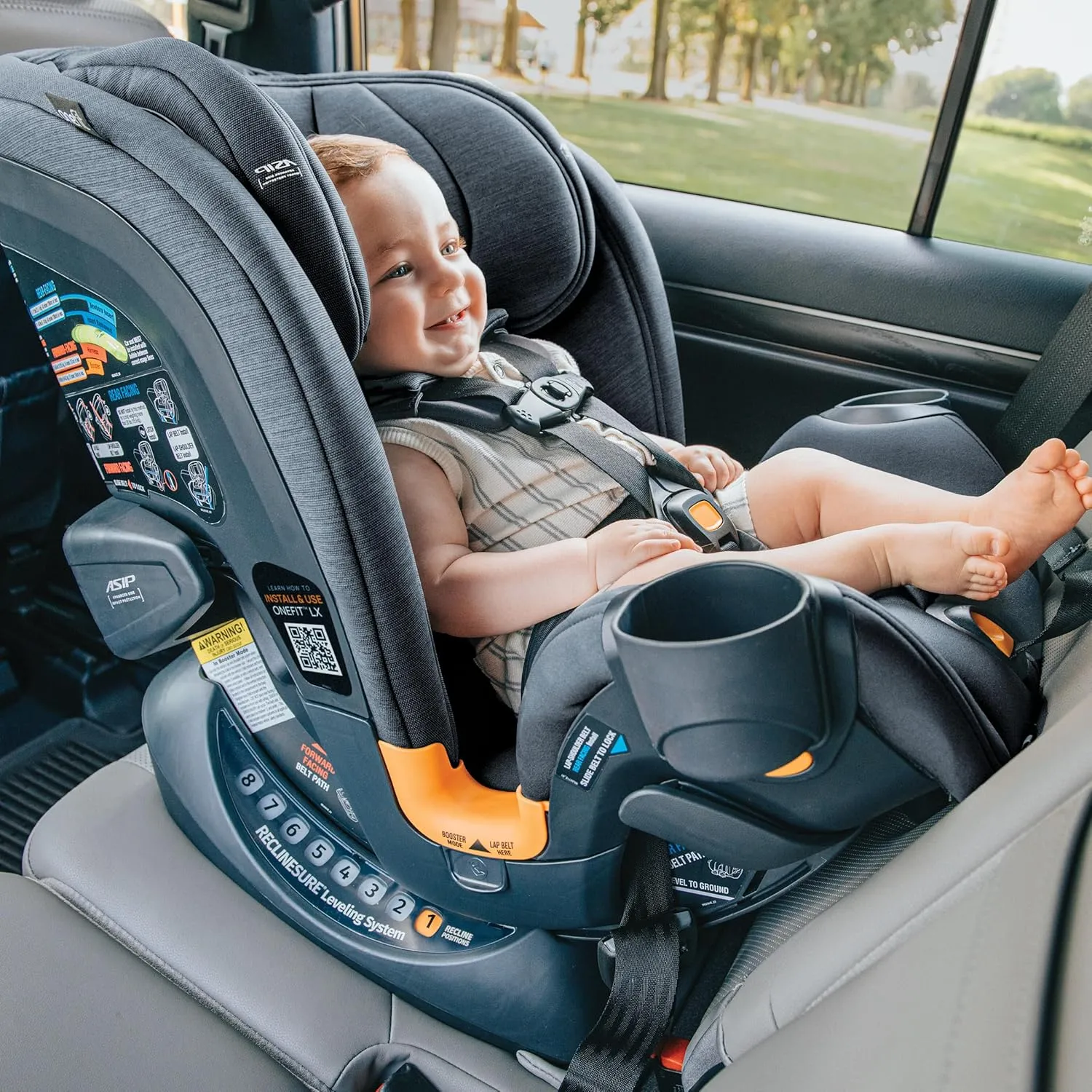 Chicco Chicco OneFit™ LX ClearTex® All-in-One Car Seat with LeverLock® Installation, Slim Design, Convertible Car Seat, Seat for Infants and Children 5-100 lbs | Lupine/Purple