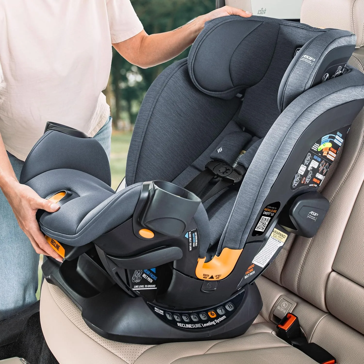 Chicco Chicco OneFit™ LX ClearTex® All-in-One Car Seat with LeverLock® Installation, Slim Design, Convertible Car Seat, Seat for Infants and Children 5-100 lbs | Lupine/Purple