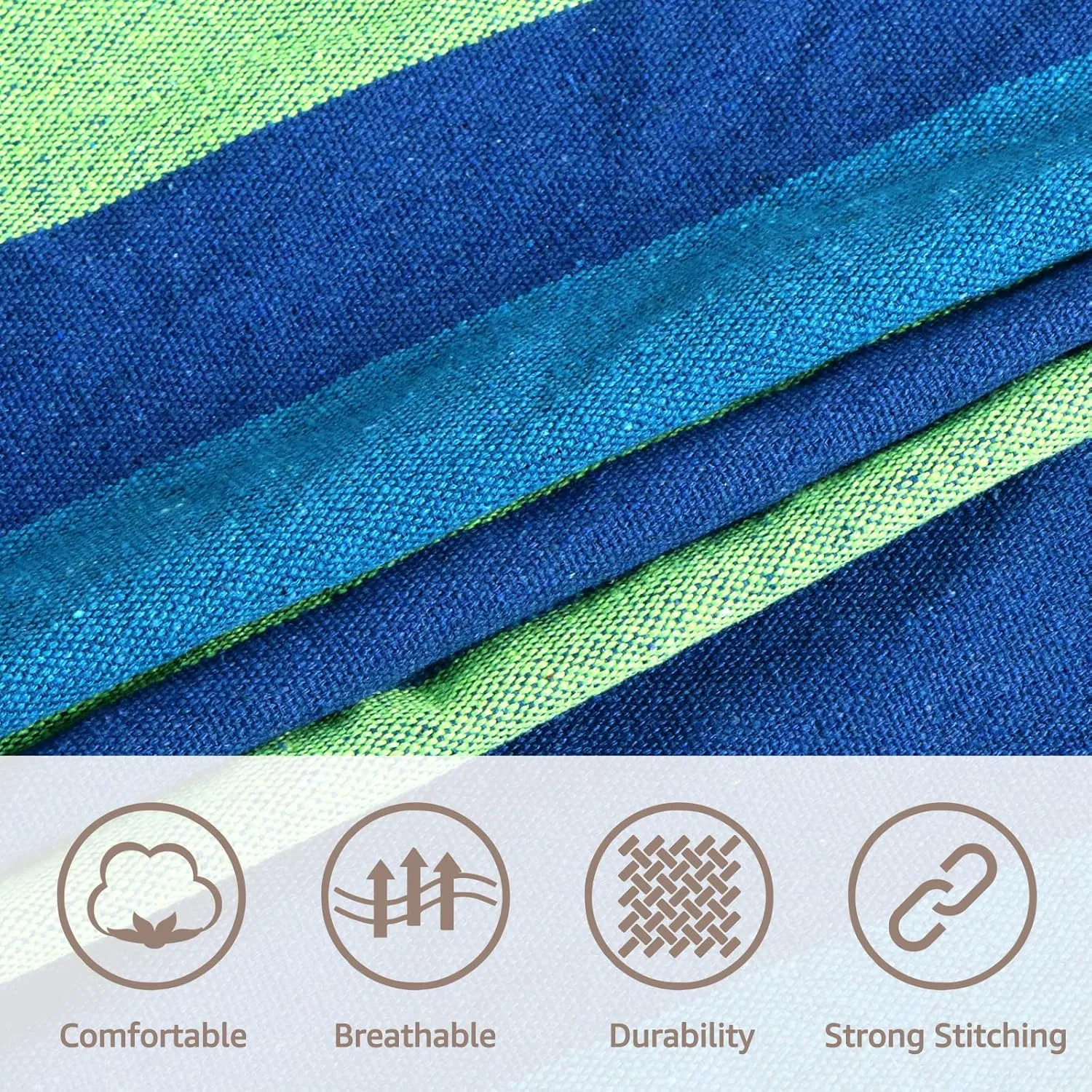 Chihee Hammock Chair Hanging Swing 2 Pillows Included,Strong Webbing Straps and Hooks for Easy Hanging Soft Cotton Hanging Chair Side Pocket Tassel Chair Comfort Indoor Outdoor Blue Green