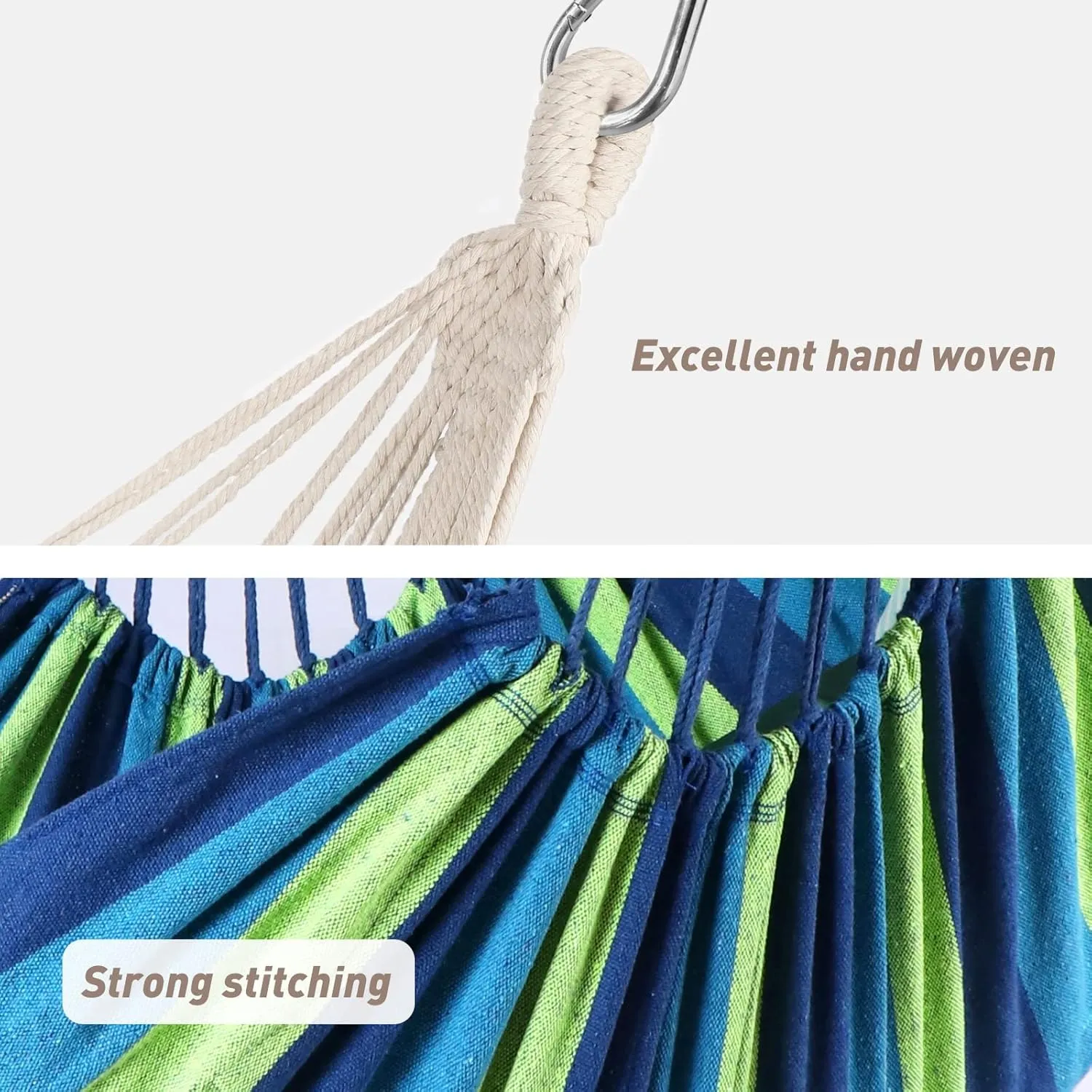 Chihee Hammock Chair Hanging Swing 2 Pillows Included,Strong Webbing Straps and Hooks for Easy Hanging Soft Cotton Hanging Chair Side Pocket Tassel Chair Comfort Indoor Outdoor Blue Green