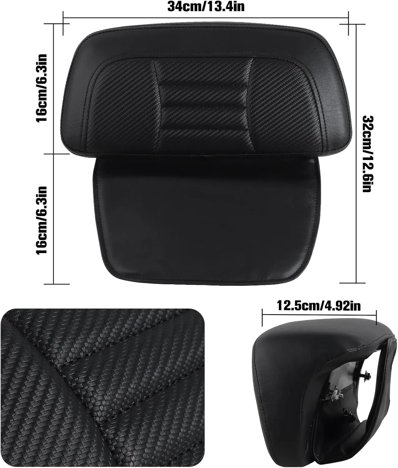 Chopped Razor Tour Pack Backrest Pad for Harley Glide Road King Touring 2009-2023 for King Tour Pack Trunk Backrest Pad Black Stitching Backrest Pad