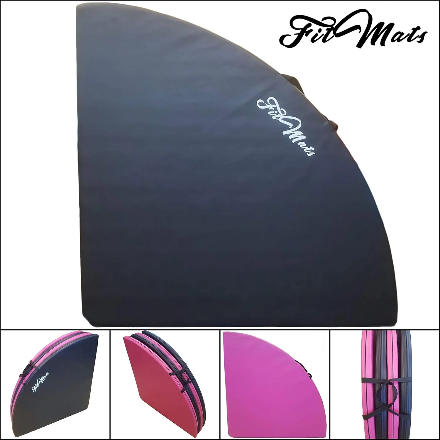 Circular Multi-Use Skid Proof Portable Dance Pole Crash Mat. 6 Foot Wide Pink/Black Exercise and Yoga Safety Cushion w/EPE Foam Padding & Pleather Covering for Superior Protection.