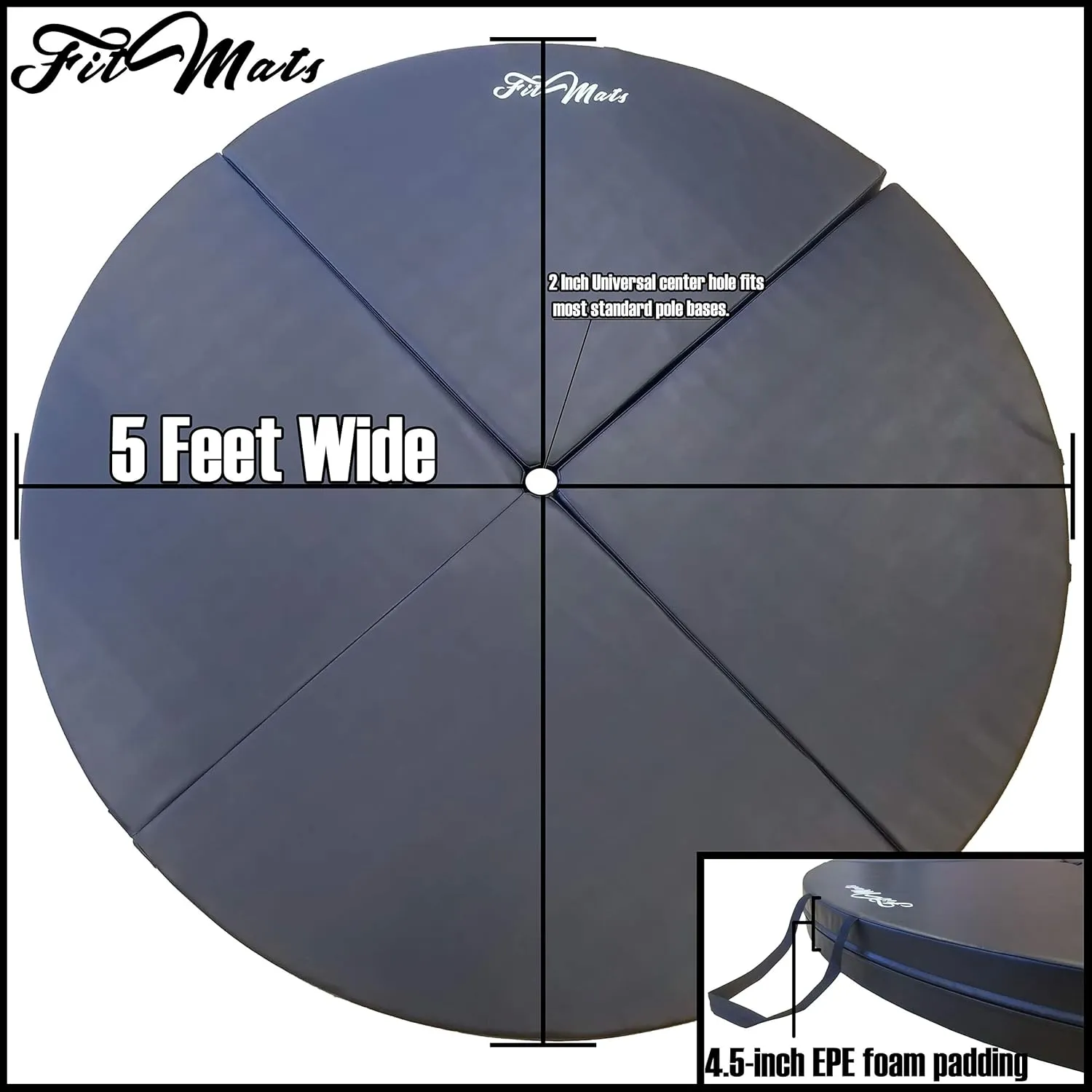 Circular Multi-Use Skid Proof Portable Dance Pole Crash Mat. 6 Foot Wide Pink/Black Exercise and Yoga Safety Cushion w/EPE Foam Padding & Pleather Covering for Superior Protection.