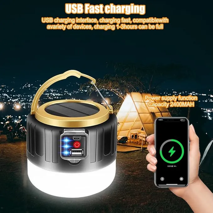Collapsible Camping Lantern LED Solar Light USB Rechargeable Lamp Outdoor