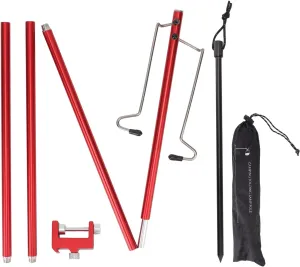 Collapsible Camping Lantern Stand, Portable Aluminum Alloy Folding Lamp Pole with Hook, Height Adjustable Aluminum Alloy Hanging Light Holder for Camping Fishing