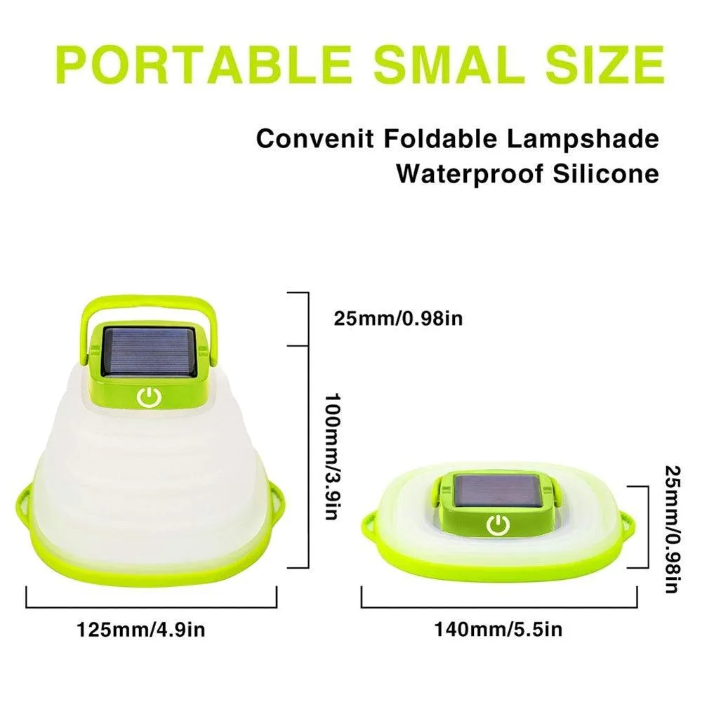 Collapsible Camping Light IP68 Waterproof Solar Foldable Lantern Solar Tent Lighting USB Rechargeable Outdoor Night Tools