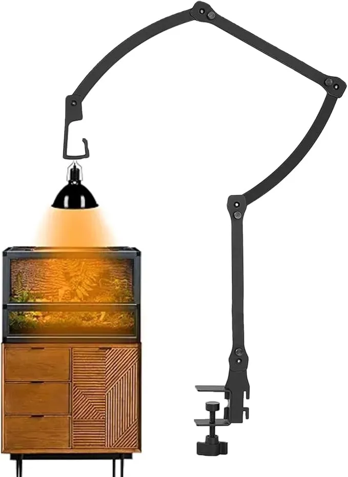 Collapsible Lantern Stand for Camping Heat lamp Holder Portable lamp Holder Camping lamp Accessories Camping Equipment Camping Essentials Reptile Heat lamp Holder (360°Swing arm)