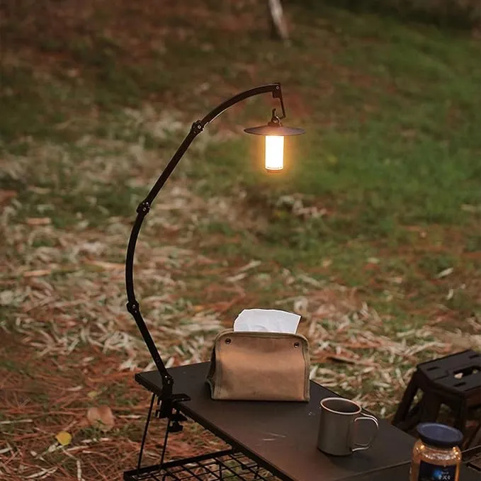 Collapsible Lantern Stand for Camping Heat lamp Holder Portable lamp Holder Camping lamp Accessories Camping Equipment Camping Essentials Reptile Heat lamp Holder (360°Swing arm)
