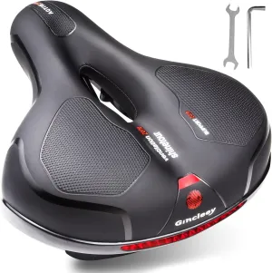Comfort Bike Seat for Women Men,Wide Bicycle Saddle Replacement Memory Foam Padded Soft Bike Cushion with Dual Shock Absorbing Universal Fit for Indoor/Outdoor Bikes with Reflect