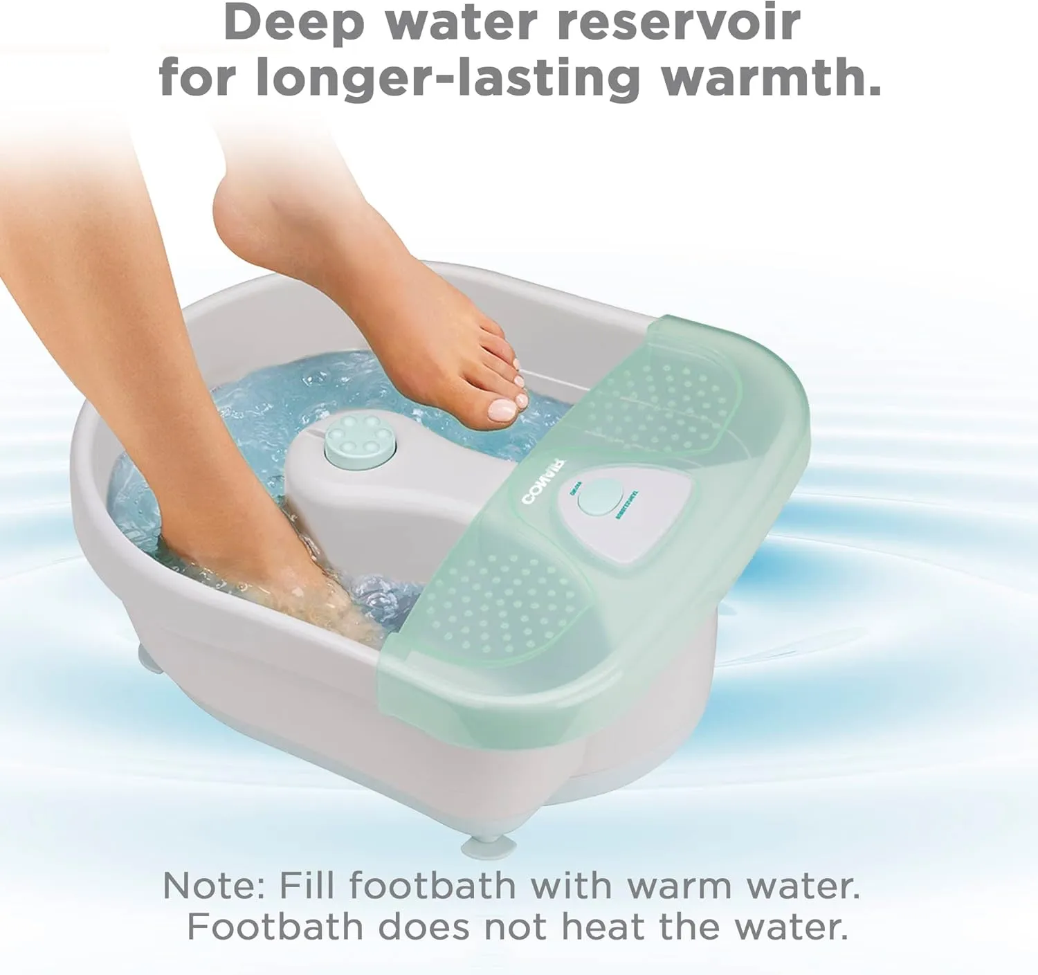 Conair Soothing Pedicure Foot Spa Bath with Bubbles, Deep Basin Relaxing Foot Bath with Jets, Seafoam/White
