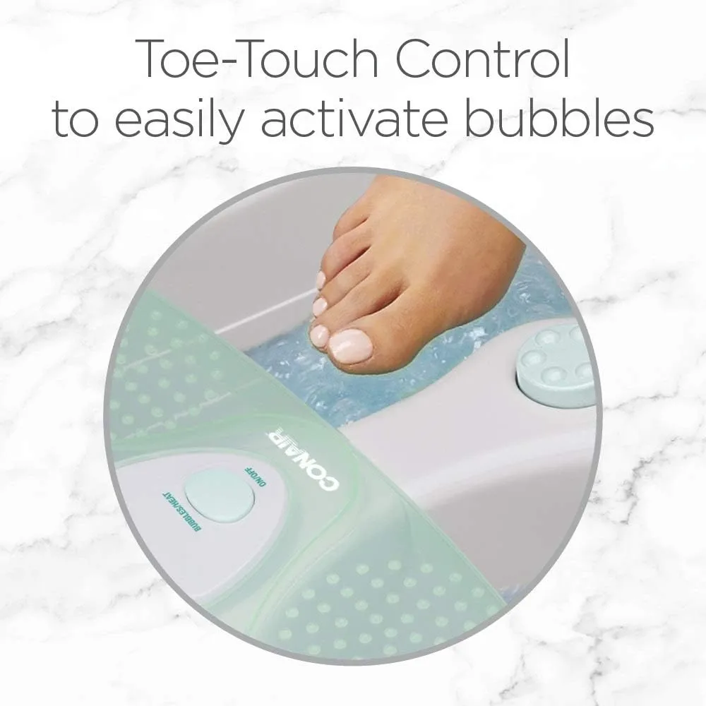 Conair Soothing Pedicure Foot Spa Bath with Bubbles, Deep Basin Relaxing Foot Bath with Jets, Seafoam/White