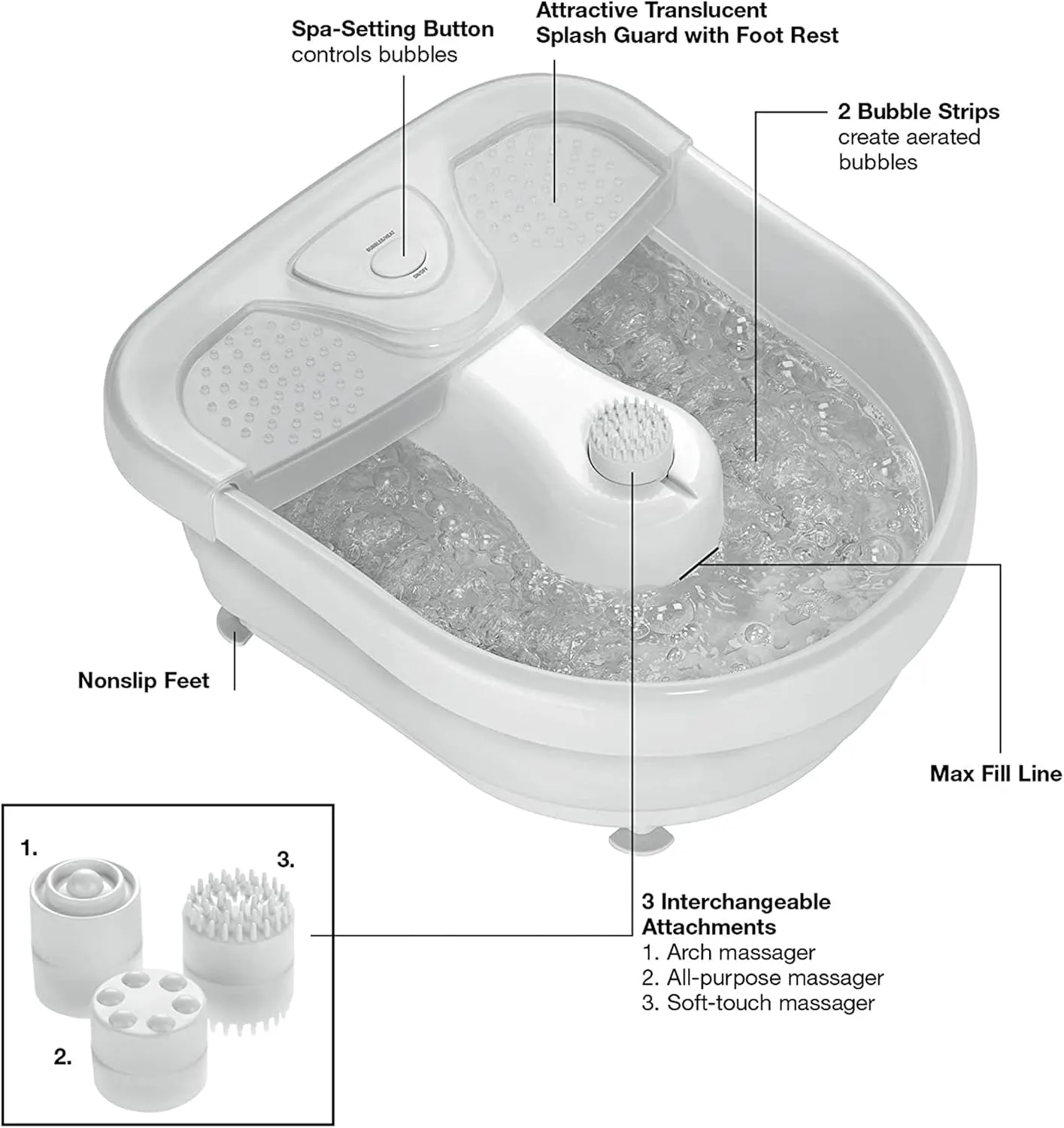Conair Soothing Pedicure Foot Spa Bath with Bubbles, Deep Basin Relaxing Foot Bath with Jets, Seafoam/White