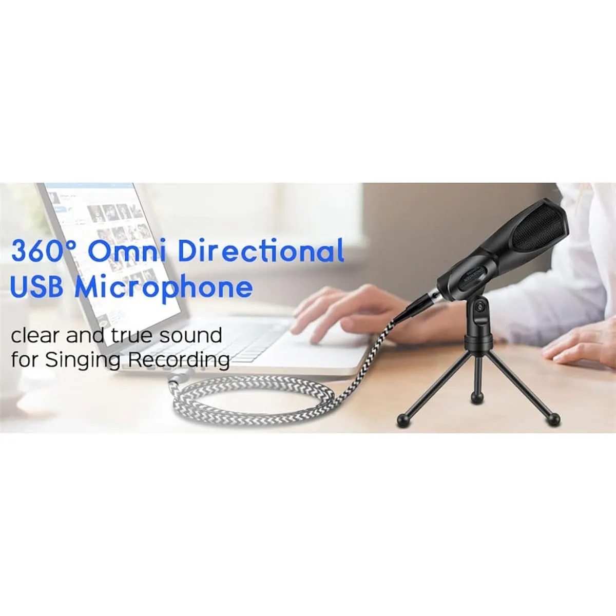 Condenser recording microphone with tripod is suitable for computer studio microphone vocal game streaming