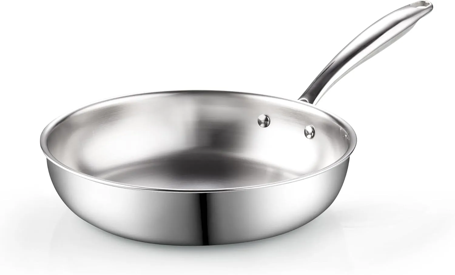 Cook N Home 8-inch Stainless Steel Frying Pan, Tri-Ply Clad 18/10 Stainless Steel Skillet Sauté Cooking Fry Pan, Induction Cookware, Silver