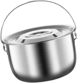 Cooking Pot Stainless Steel Camping Pot Container with Handle and Lid for Restaurant Cooking Party Home, 2.5L