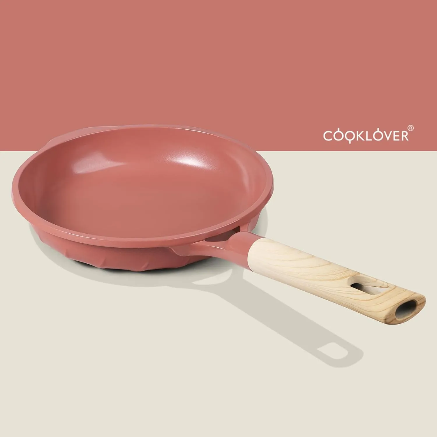 COOKLOVER Nonstick Frying Pan 100% PFOA Free Cookware Induction Skillet Stir Fry Pan (Coral, 9.5 inch)