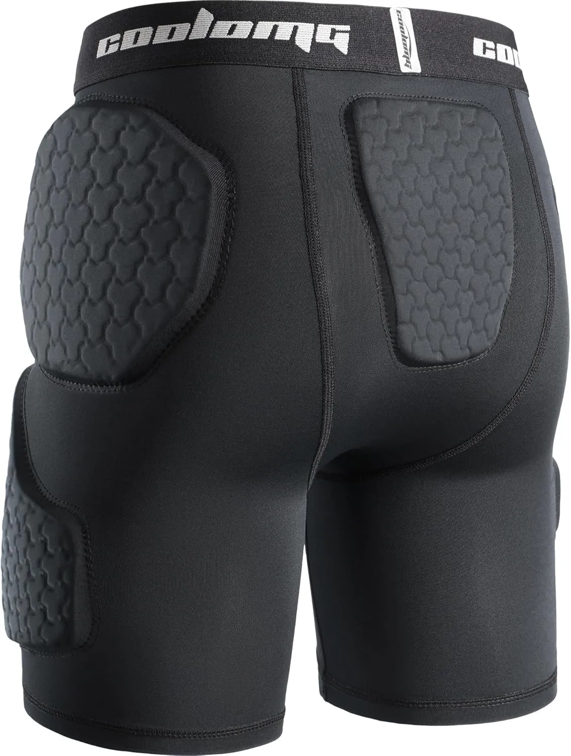 COOLOMG Youth Boys Football Girdle Padded Shorts/Leggings with Crotch Pocket,Integrated Hip,Tailbone,Thigh Pads Girdles