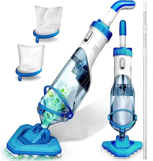 Cordless Handheld Pool Vacuum for Above Ground Pool with 18 Gal/Min Suction, 60 Min Run Time, Rechargeable Pool Cleaner with 60" Telescopic Pole for Sand, Silt in Inground Pools, Hot Tub and Spa