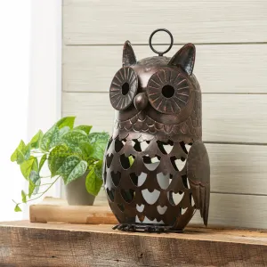 Crafted Metal LED Owl Lantern