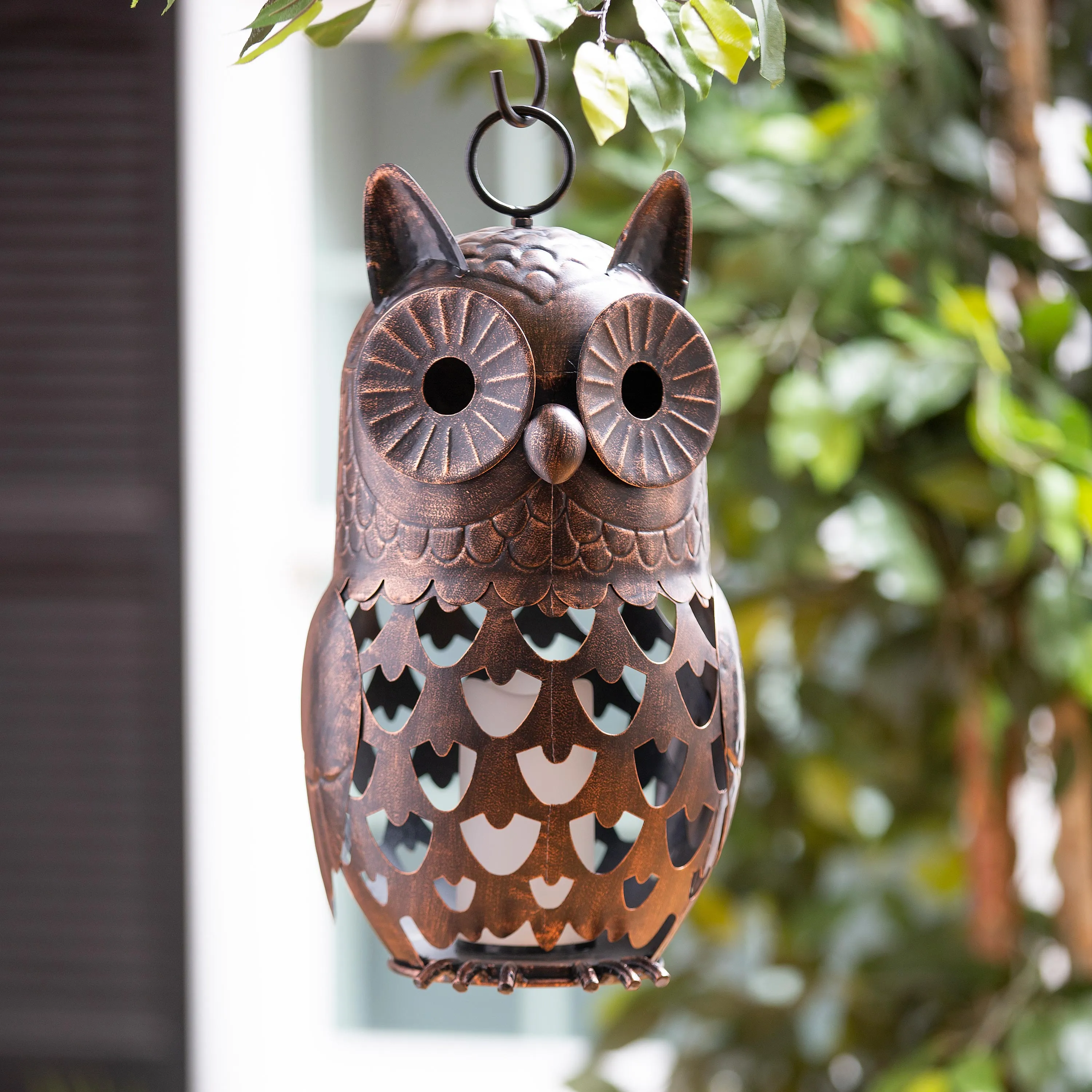 Crafted Metal LED Owl Lantern