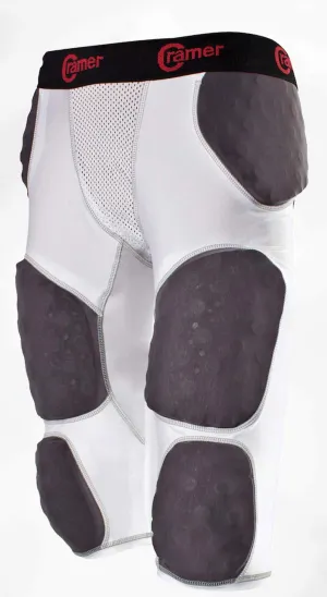 Cramer Thunder 7 Pad Football Girdle With Integrated Hip, Thigh and Tailbone Pads, Designed for Protection from High Impacts, High Hip Pad Coverage, Extra Thigh Protection Padding, White, 4X-Large
