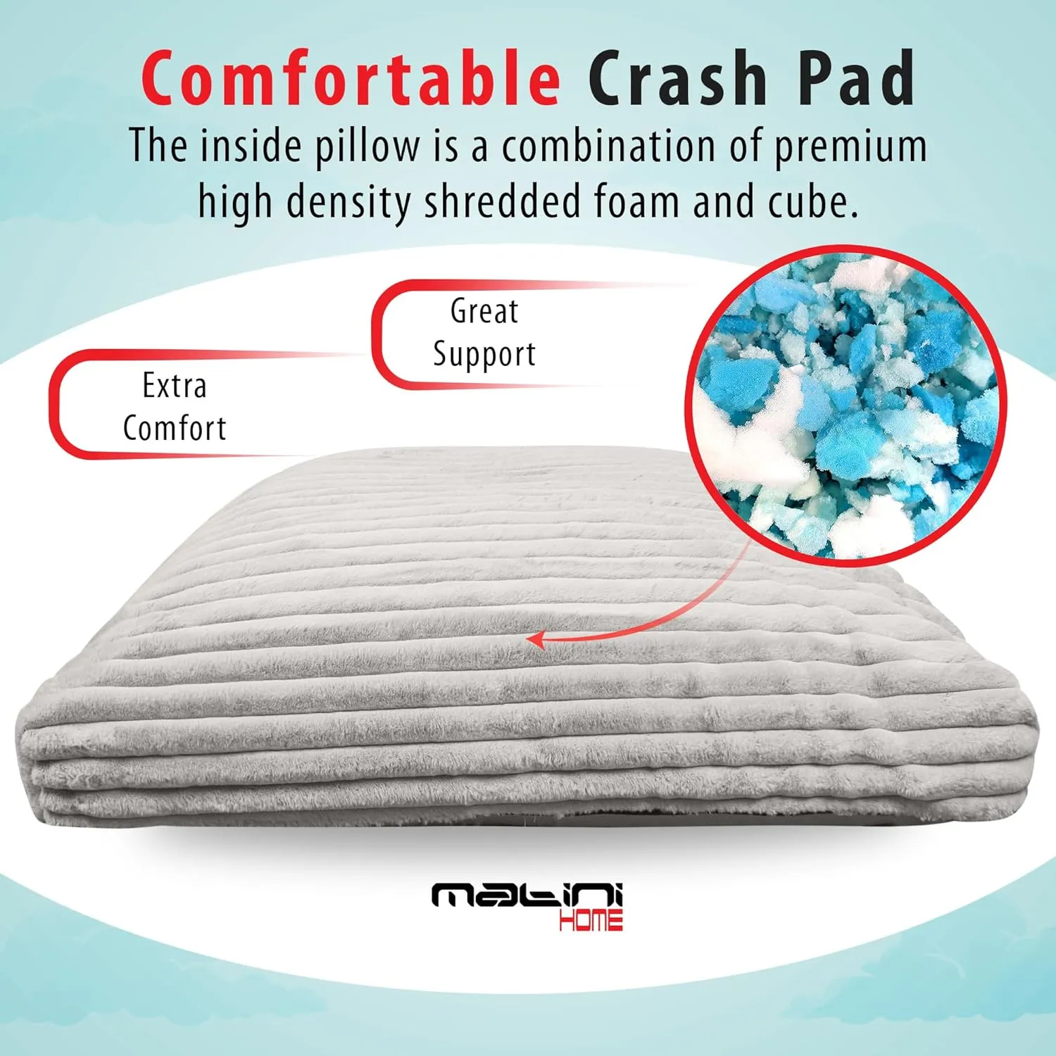 Crash Pad - Sensory Pad with Cover Foam Blocks for Kids and Adults, Ideal Gymnastics Equipment to Jump, Play or Relax - Light Gray 48" X 48"