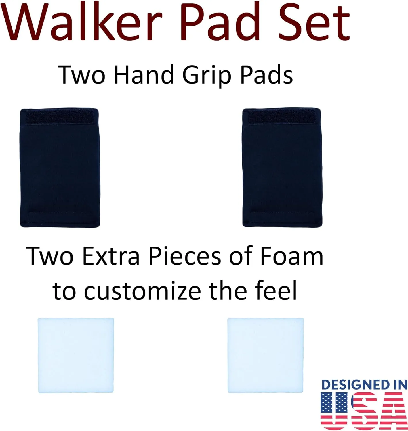 Crutcheze Walker Padded Hand Grip Covers Premium USA Designed Moisture Wicking, Comfort, Fashion, Washable - Standard Walker Handle Cushion - Mobility Aid Accessories