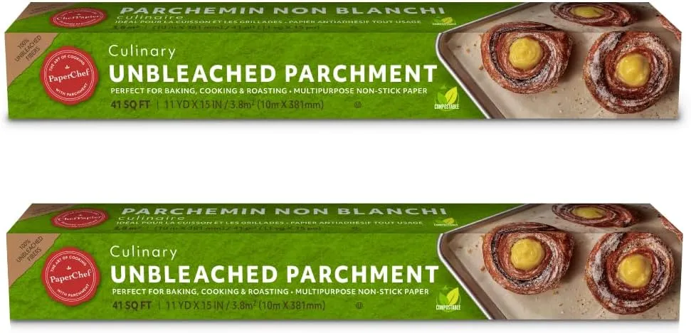Culinary, Unbleached Parchment Paper - Multipurpose, Non-Stick Paper - 15" x 33' - 41 sq ft - 2 Pack
