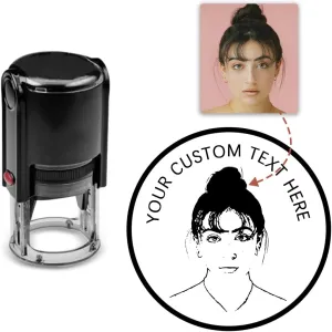 Custom Portrait Stamp Self Inking Personalized Photo Teacher Stamper with Face & Text, School Office Business Rubber Stamp Funny Gifts for Pets Teacher Kids Friends Family