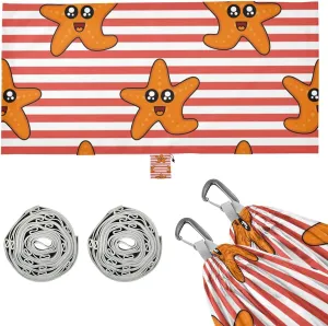 Cute Kids Starfish Camping Hammock Single Portable Hammocks 330 lbs Capacity with 2 Tree Straps and Attached Carry Bag,Perfect for Outdoor,Indoor,Beach,Camping,Travel