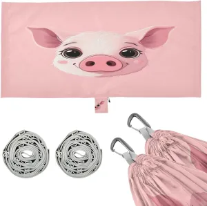 Cute Pig Face Camping Hammock, 330 lbs with 2 Tree Straps, Carry Bag, Single Portable Hammock for Outdoor/Indoor, Hiking, Beach, Backpacking, Travel