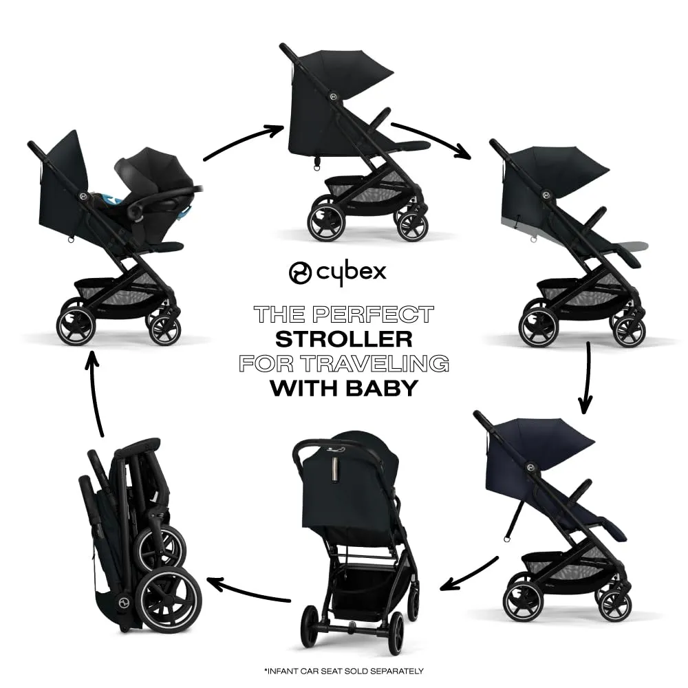 CYBEX Beezy 2 Compact and Lightweight Travel Stroller - Compatible with CYBEX Car Seats, Magic Black