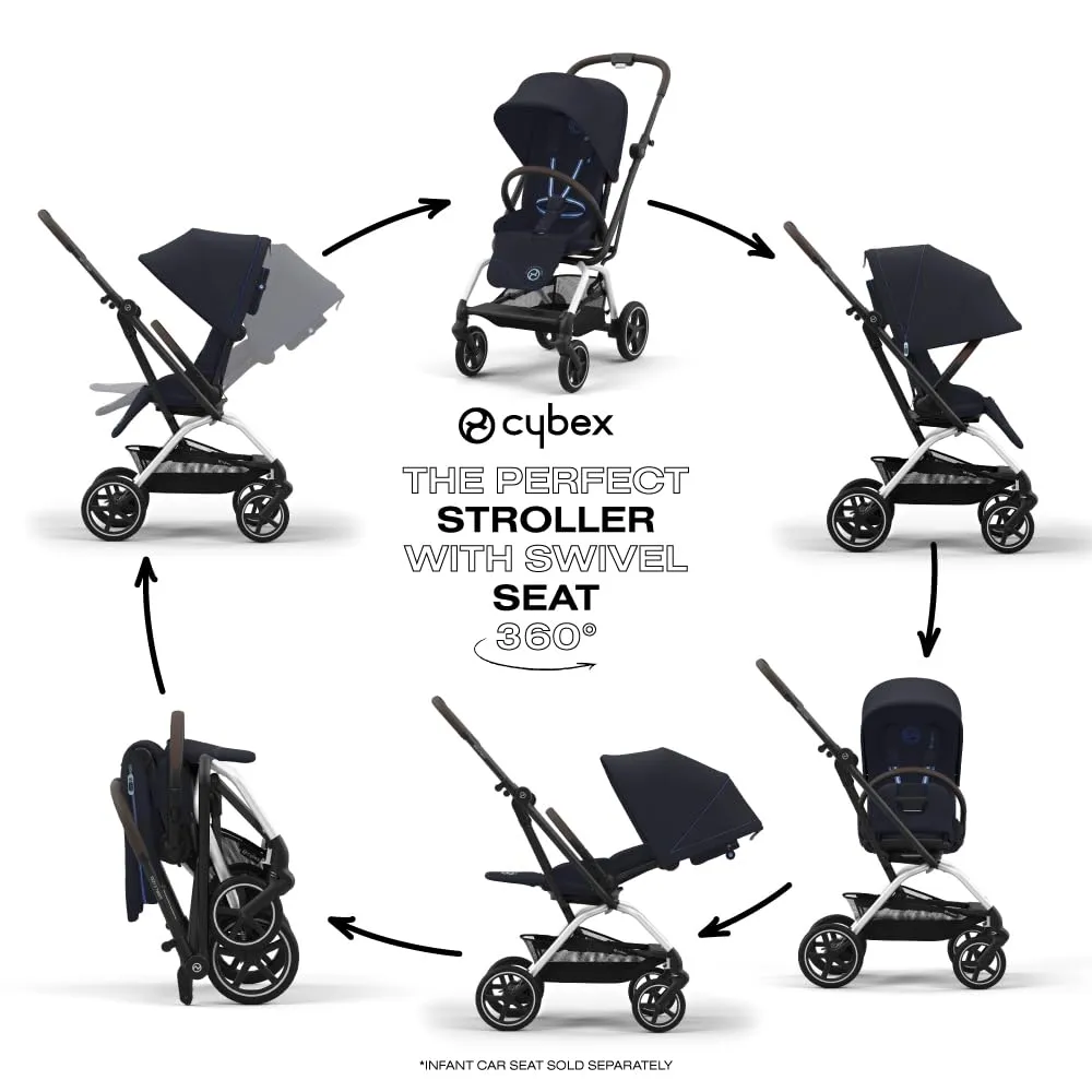 CYBEX Eezy S Twist  2 V2 Baby Stroller with 360° Rotating Seat for Infants 6 Months and Up - Compatible with CYBEX Car Seats, Dark Blue