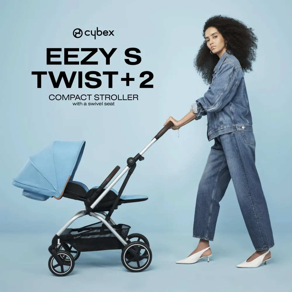 CYBEX Eezy S Twist  2 V2 Baby Stroller with 360° Rotating Seat for Infants 6 Months and Up - Compatible with CYBEX Car Seats, Dark Blue