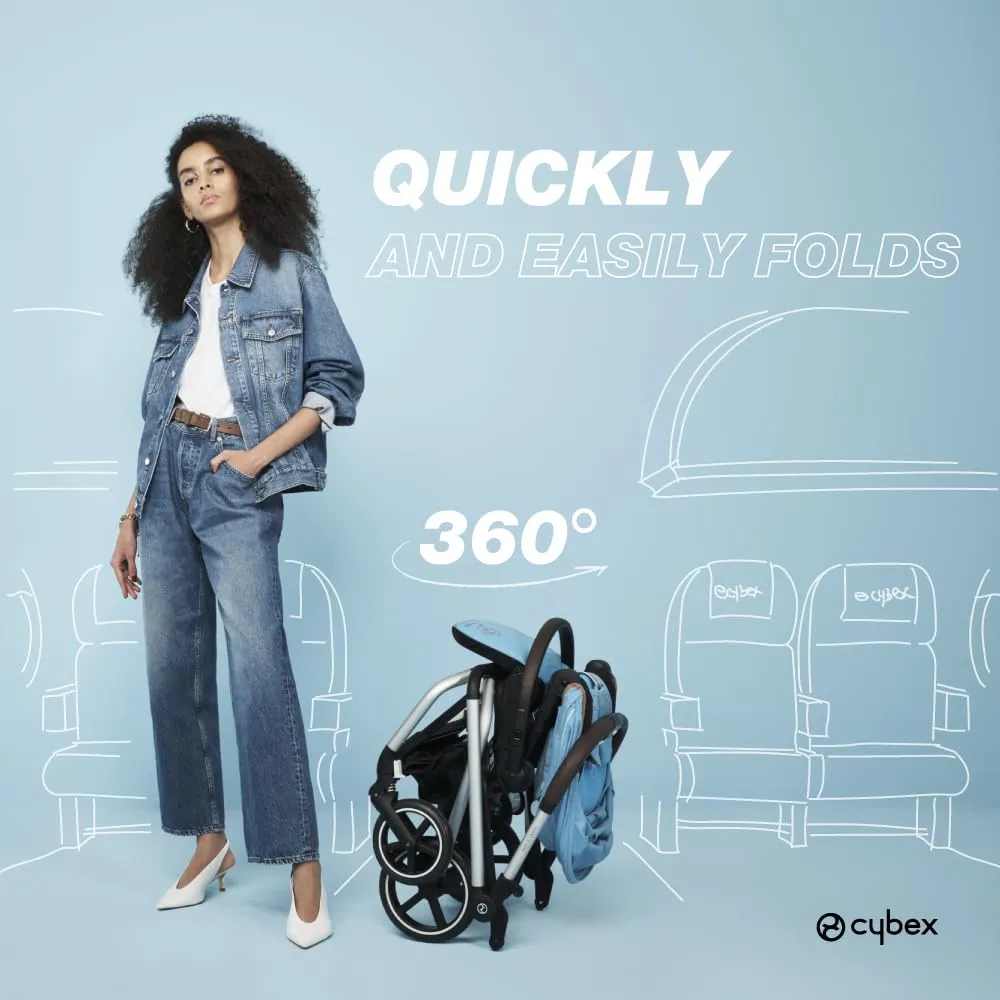 CYBEX Eezy S Twist  2 V2 Baby Stroller with 360° Rotating Seat for Infants 6 Months and Up - Compatible with CYBEX Car Seats, Fog Grey