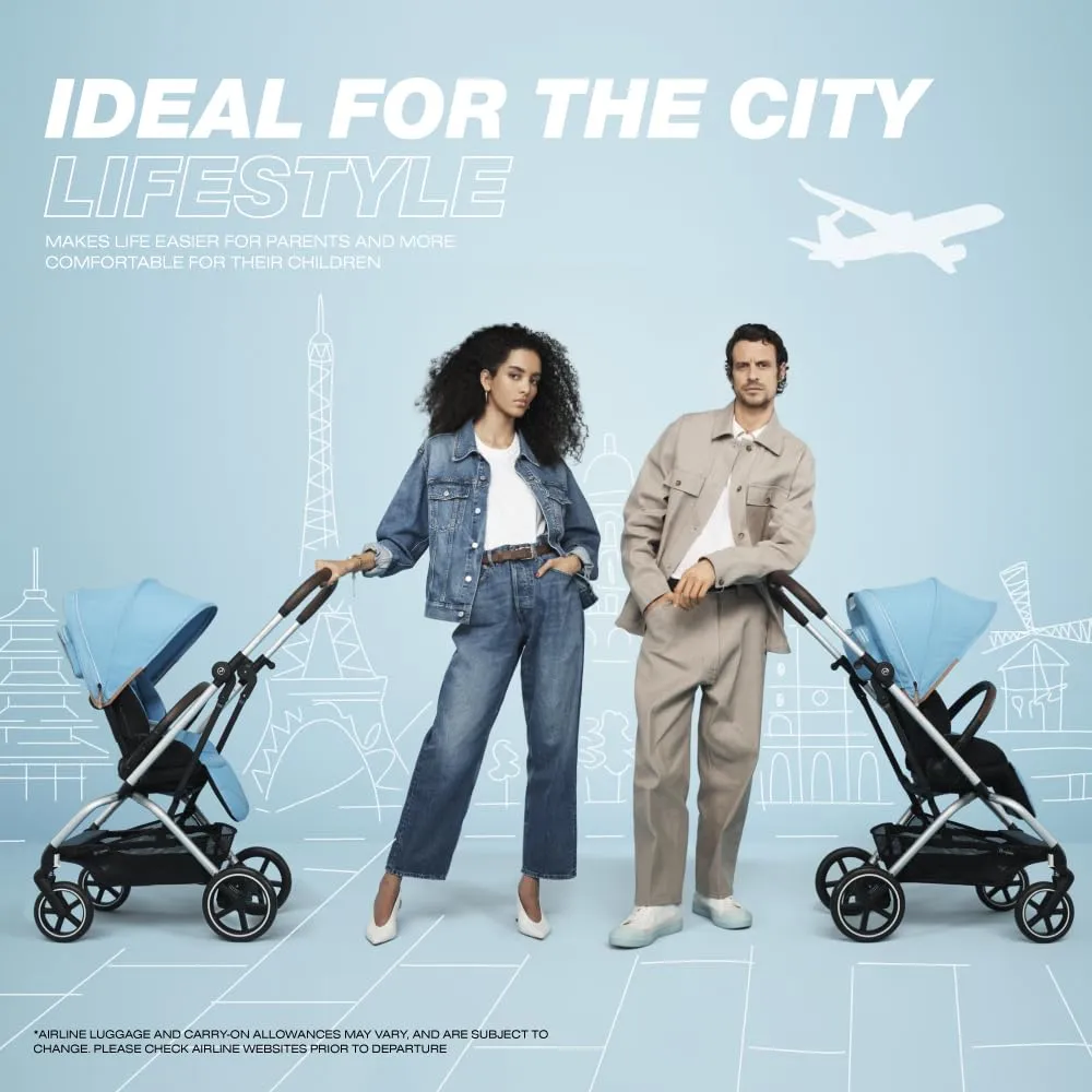 CYBEX Eezy S Twist  2 V2 Baby Stroller with 360° Rotating Seat for Infants 6 Months and Up - Compatible with CYBEX Car Seats, Fog Grey